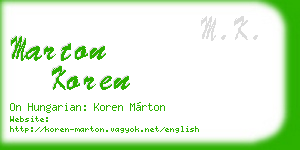 marton koren business card