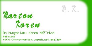 marton koren business card